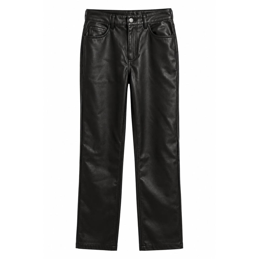 The Drop Jack Vegan Leather Straight Leg Pants Black 26 NWT